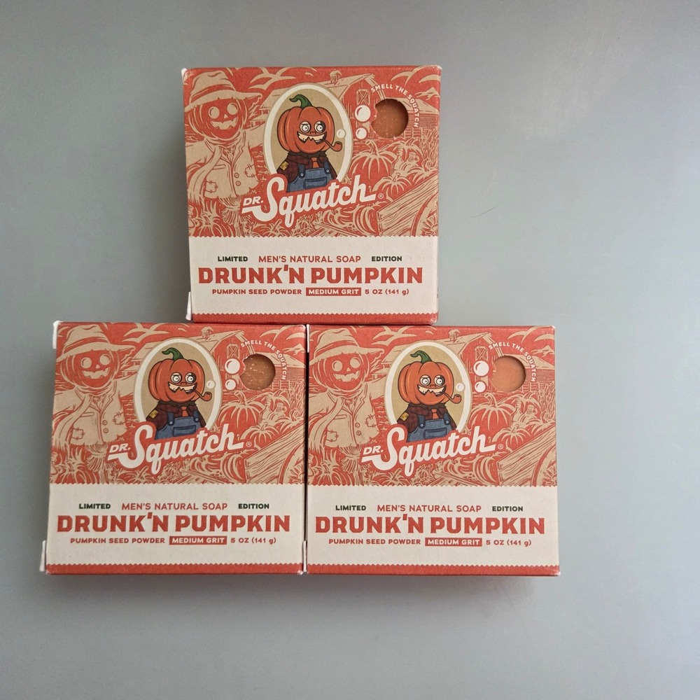 Dr. Squatch Drunk'n Pumpkin Limited Edition Natural Soap 3 Pack 5oz Bars Mens